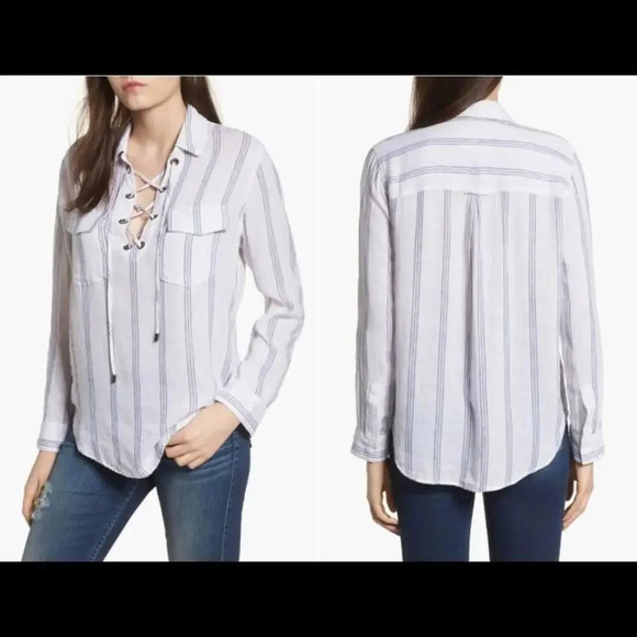 RAILS Matea Flamenco Striped Lace-Up Long-Sleeve Top Size Large NWOT - Picture 1 of 15